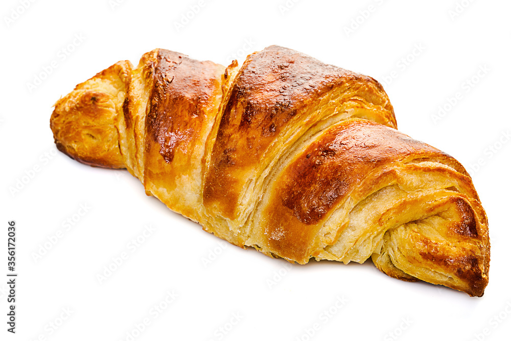 Tasty oil croissant isolated on white background
