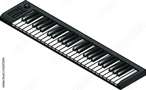 A music keyboard MIDI controller with 49 keys. In black.