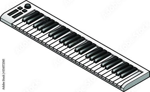 A music keyboard MIDI controller with 49 keys. In white.
