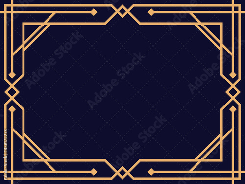 Art deco frame. Vintage linear border. Design a template for invitations  leaflets and greeting cards. The style of the 1920s and 1930s. Vector illustration