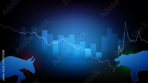 abstract background of bear versus bull stock market exchange with graph , investment trading vector design