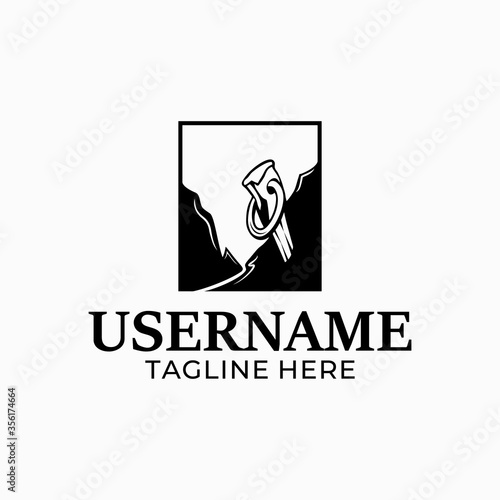 Adventure logo design. Illustrated peg logo design on a hill.