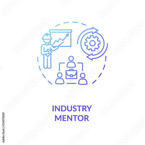 Industry mentor concept icon. Professional mentorship and guidance course idea thin line illustration. Business school, educational classes. Vector isolated outline RGB color drawing