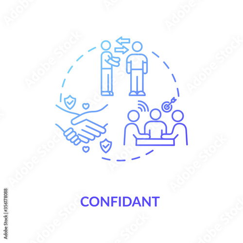 Confidant concept icon. Professional mentoring  business partnership  coworking idea thin line illustration. Trust and relationship building. Vector isolated outline RGB color drawing