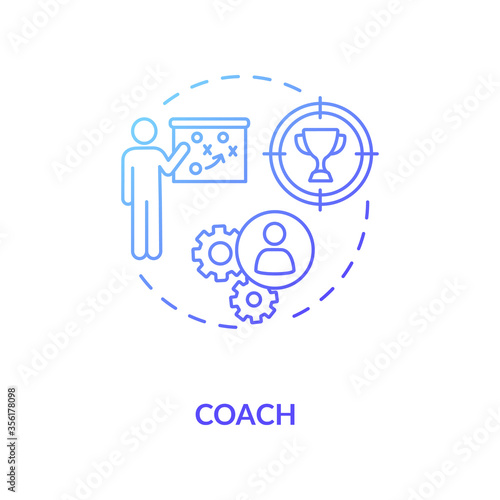 Coach concept icon. Professional mentor, education specialist idea thin line illustration. Teacher for professional and personal growth. Vector isolated outline RGB color drawing