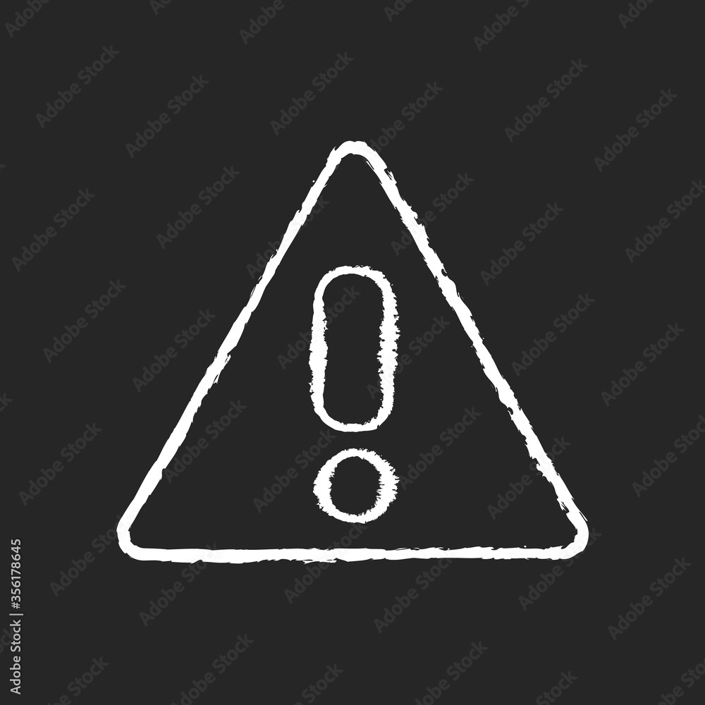 Attention chalk white icon on black background. Safe driving, traffic ...