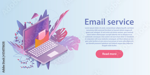 Vector of a laptop computer with email envelope icon