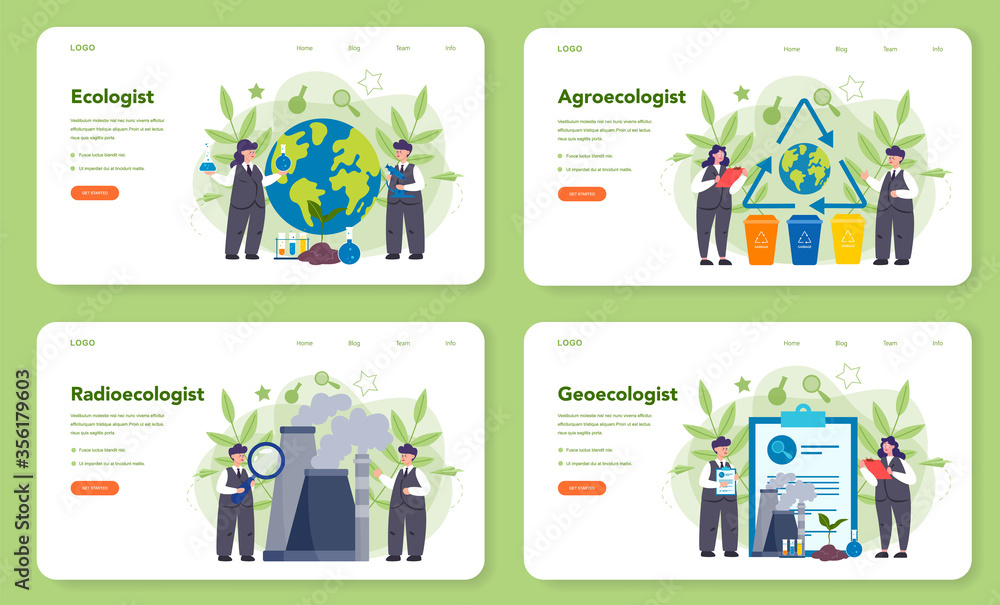 Ecologist taking care of Earth and nature web banner or landing page Ecologist taking care of Earth and nature web banner or landing page