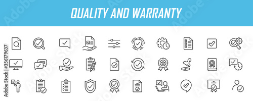 Set of linear quality icons. Guarantee icons in simple design. Vector illustration