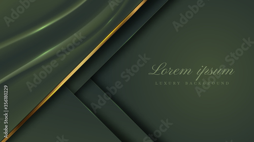 luxury background cloth green color with sparkle line golden , deluxe modern concept. vector illustration for backdrop design.