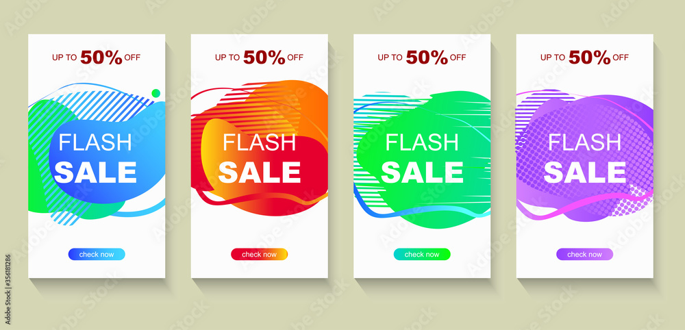 Set of flash sale banners with dynamic modern liquid mobile concept. Sale banner template design, Flash sale special offer. Vector Discount Banner Promotion Template. Set of bright sale banners Set of flash sale banners with dynamic modern liquid mobile concept. Sale banner template design, Flash sale special offer. Vector Discount Banner Promotion Template. Set of bright sale banners
