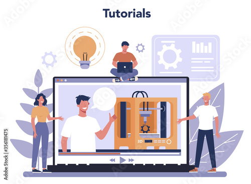 3D Printing technology online service or platform. 3D printer