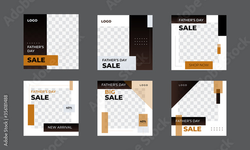 Vector set of father's day special sale social media template. Great for father's day super mega big discount offer promotional new arrival hot social media post sale banner template.
