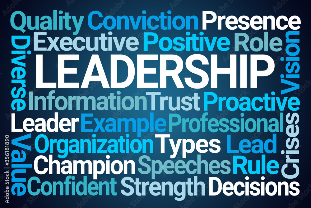Leadership Word Cloud with Blue Background Leadership Word Cloud with Blue Background