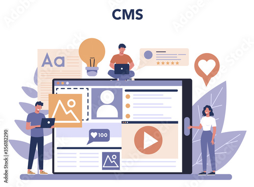 Content management and cms concept. Idea of digital strategy photo