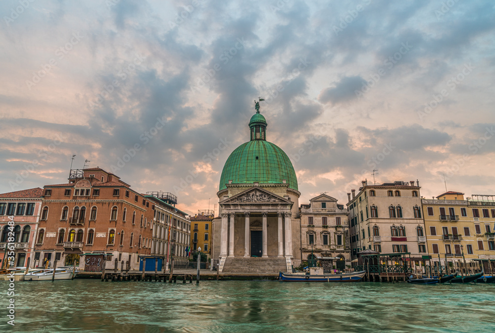 San Simeone Piccolo church with the Grand Canal in Venice, Italy in beautiful morning.