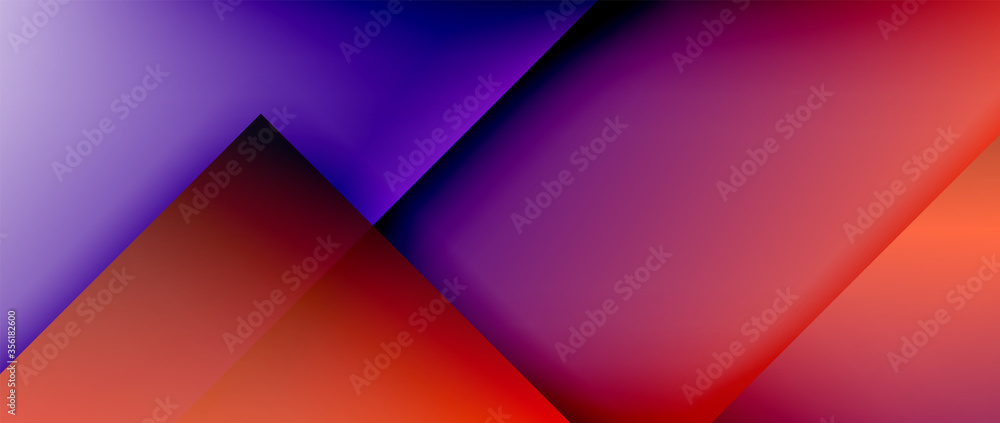 Obraz premium Square shapes composition, fluid gradient geometric abstract background. 3D shadow effects, modern design template