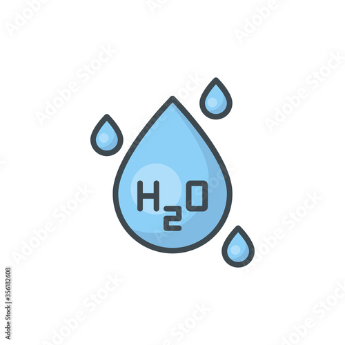 Chemical formula H2O vector icon symbol isolated on white background