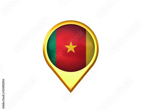 Free Download Cameroon flag location marker icon. Isolated on white background. 3D illustration, 3D rendering - GFXLoad