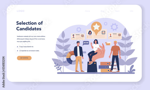 Job interview web banner or landing page. Idea of employment
