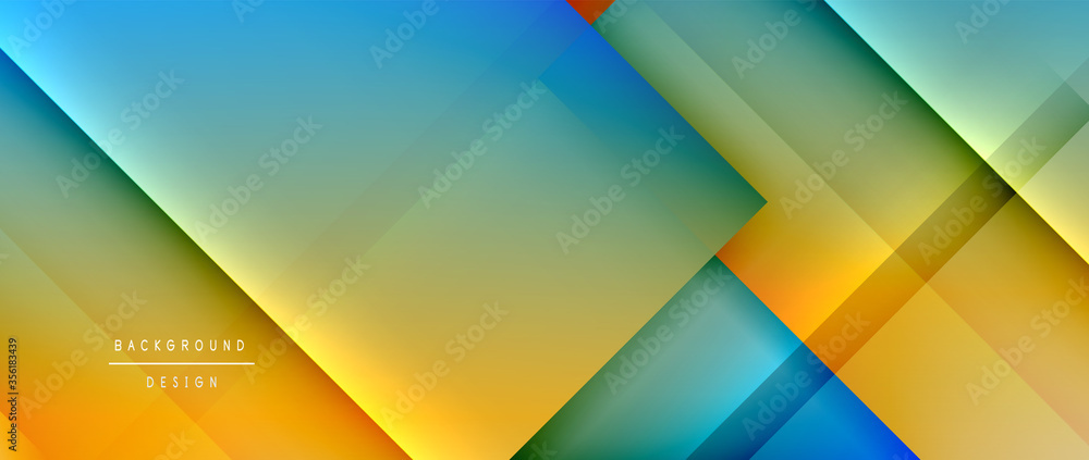 Square shapes composition, fluid gradient geometric abstract background. 3D shadow effects, modern design template Square shapes composition, fluid gradient geometric abstract background. 3D shadow effects, modern design template