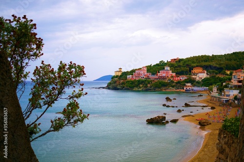 seascape of the beautiful Quercetano bay in Castiglioncello in the province of Livorno in Tuscany, Italy photo