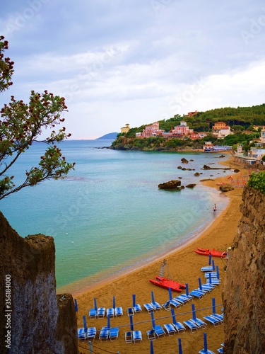 seascape of the beautiful Quercetano bay in Castiglioncello in the province of Livorno in Tuscany, Italy photo