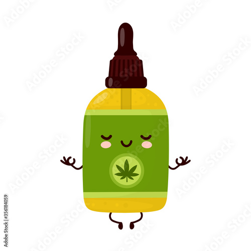 Cute happy funny cannabis CBD oil bottle