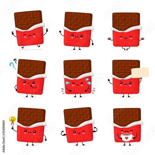 Cute happy funny chocolate bar set collection