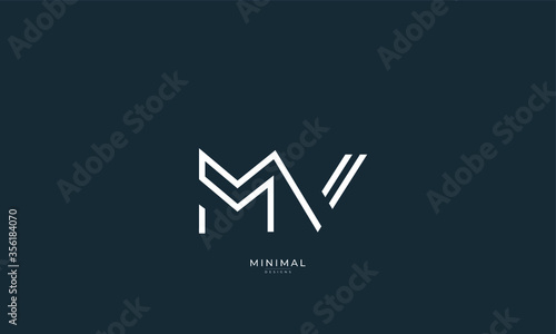 Alphabet letter icon logo MV