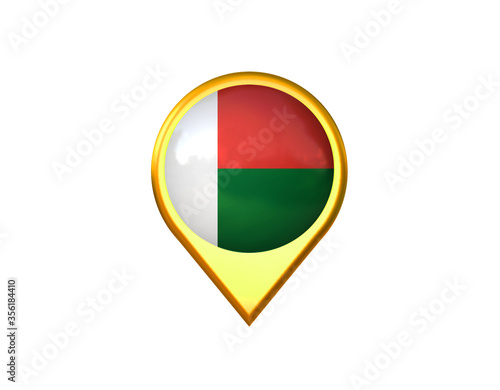 Free Download Madagascar flag location marker icon. Isolated on white background. 3D illustration, 3D rendering - GFXLoad