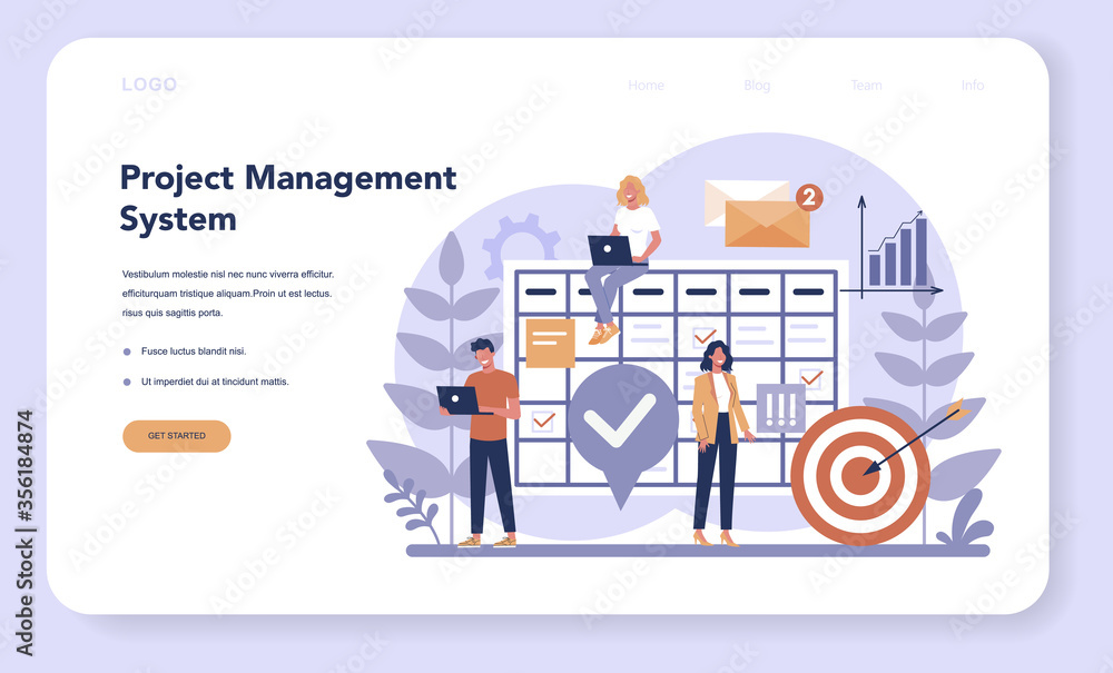 Project management web banner or landing page. Successful Project management web banner or landing page. Successful