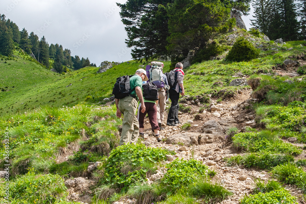 Tourist trails on the Red Mountain, Romania. Awesome mountain landscape, nature and its beauty.