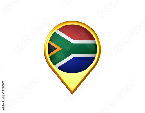 Free Download South africa flag location marker icon. Isolated on white background. 3D illustration, 3D rendering - GFXLoad