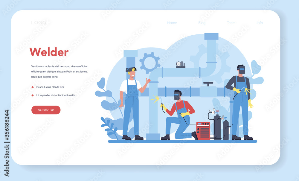 Welder and welding service concept web banner or landing page Welder and welding service concept web banner or landing page