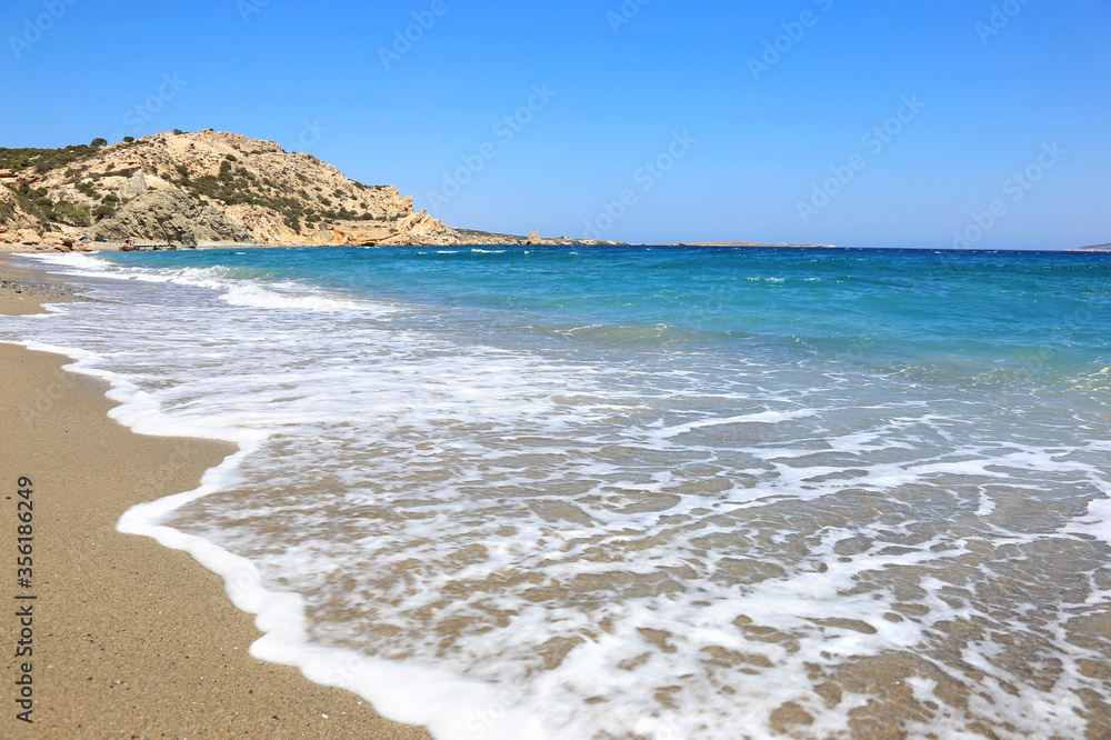 wavy sea landscape at Kato Koufonisi island Greece