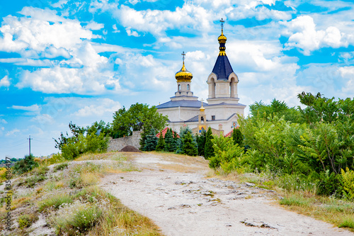 Orheiul Vechi (Old Orhei) Orthodox Church in Moldova Republic situated on top of a hill. photo