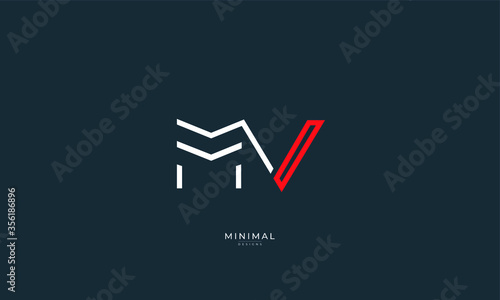 Alphabet letter icon logo MV