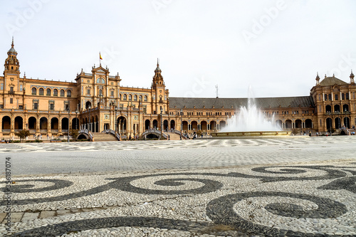 Plaza de Espana, Spanish square in the centre of Seville, Andalusia, Spain.