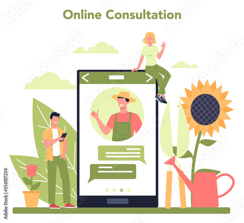 Delivery service web banner or landing page. Courier in uniform