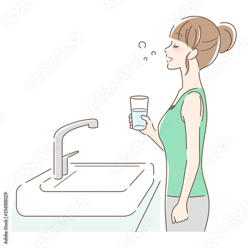 うがいをする女性