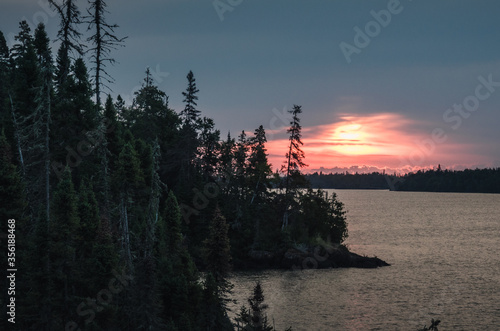 Moody sunrise at the island of Isle Royale on Lake Superior in  Michigan © Viktor Posnov