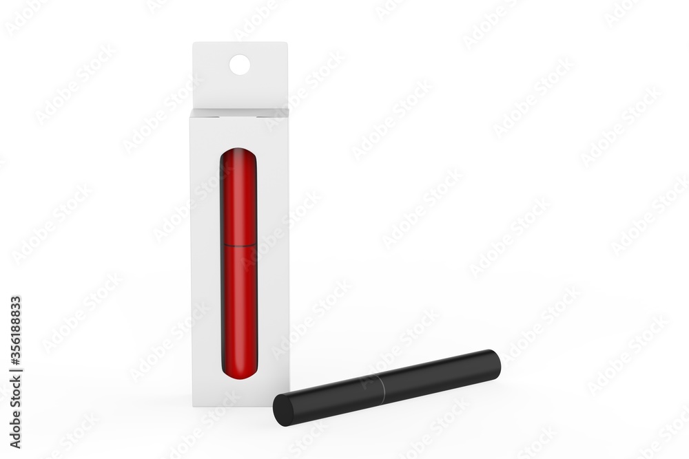 Custom Mascara Eyebrow Pencil with Packing box on a white background. 3d illustration Custom Mascara Eyebrow Pencil with Packing box on a white background. 3d illustration