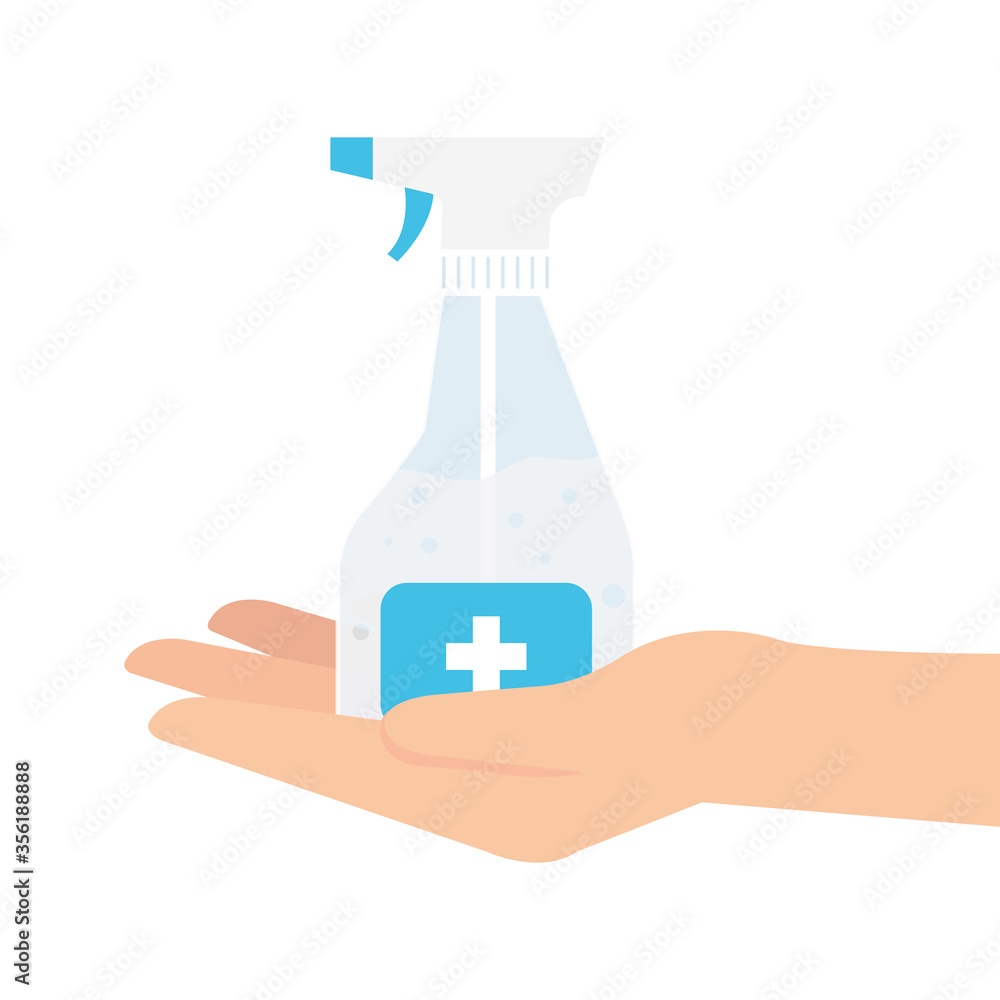 Hand holding hands sanitizer bottle with hands design, Disinfects clean antibacterial and hygiene theme Vector illustration Hand holding hands sanitizer bottle with hands design, Disinfects clean antibacterial and hygiene theme Vector illustration