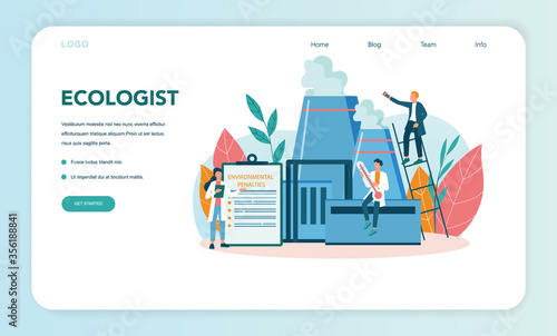 Ecologist web banner or landing page. Scientist taking care of ecology