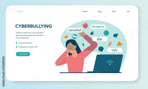 Cyberbullying web banner or landing page. Online harassment