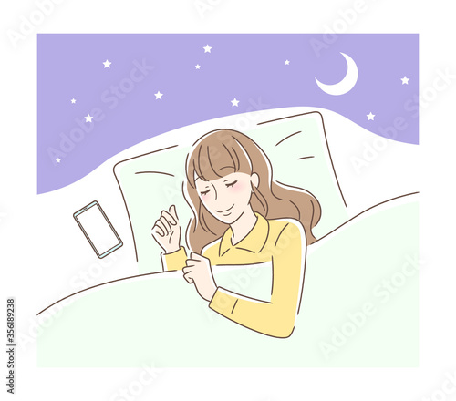 笑顔で眠る女性
