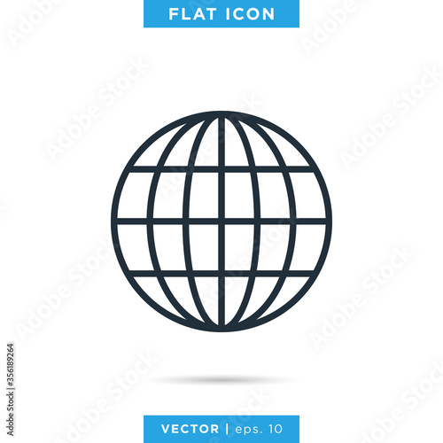 Globe Icon Vector Line Logo Design Template.