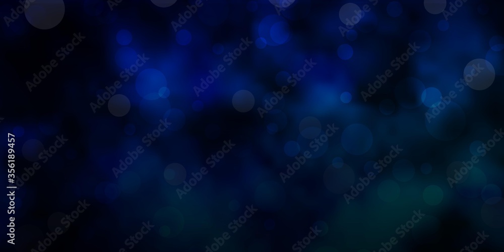 Dark BLUE vector pattern with circles. Glitter abstract illustration with colorful drops. Pattern for business ads.