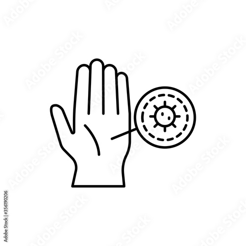 Hand, coronavirus icon. Simple line, outline vector elements of viral pandemic icons for ui and ux, website or mobile application